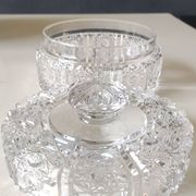 Round crystal bonbonnière, cut Bohemian style. Star patterns. Diameter 15 cm.