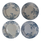 Terre de fer 4 assiettes plates fleurs althaea