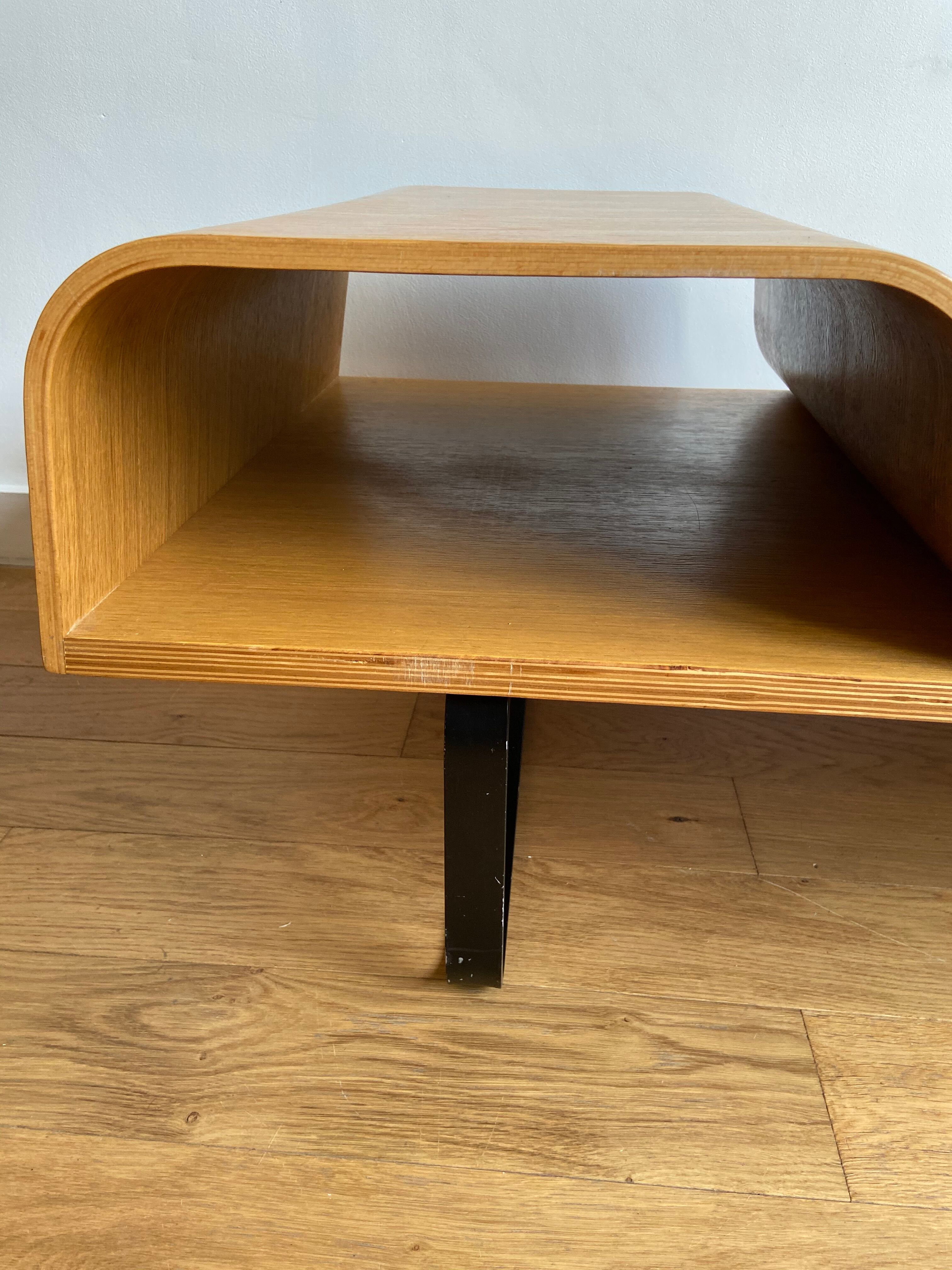 Scandinavian coffee table in wood and black metal