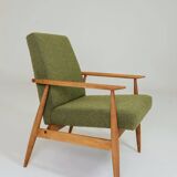 Vintage wild green bouclé armchair design by H.Lis