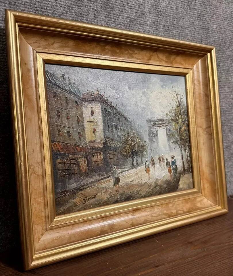 Oil painting on canvas: the Porte Saint Martin Paris 20th century