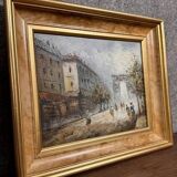 Oil painting on canvas: the Porte Saint Martin Paris 20th century