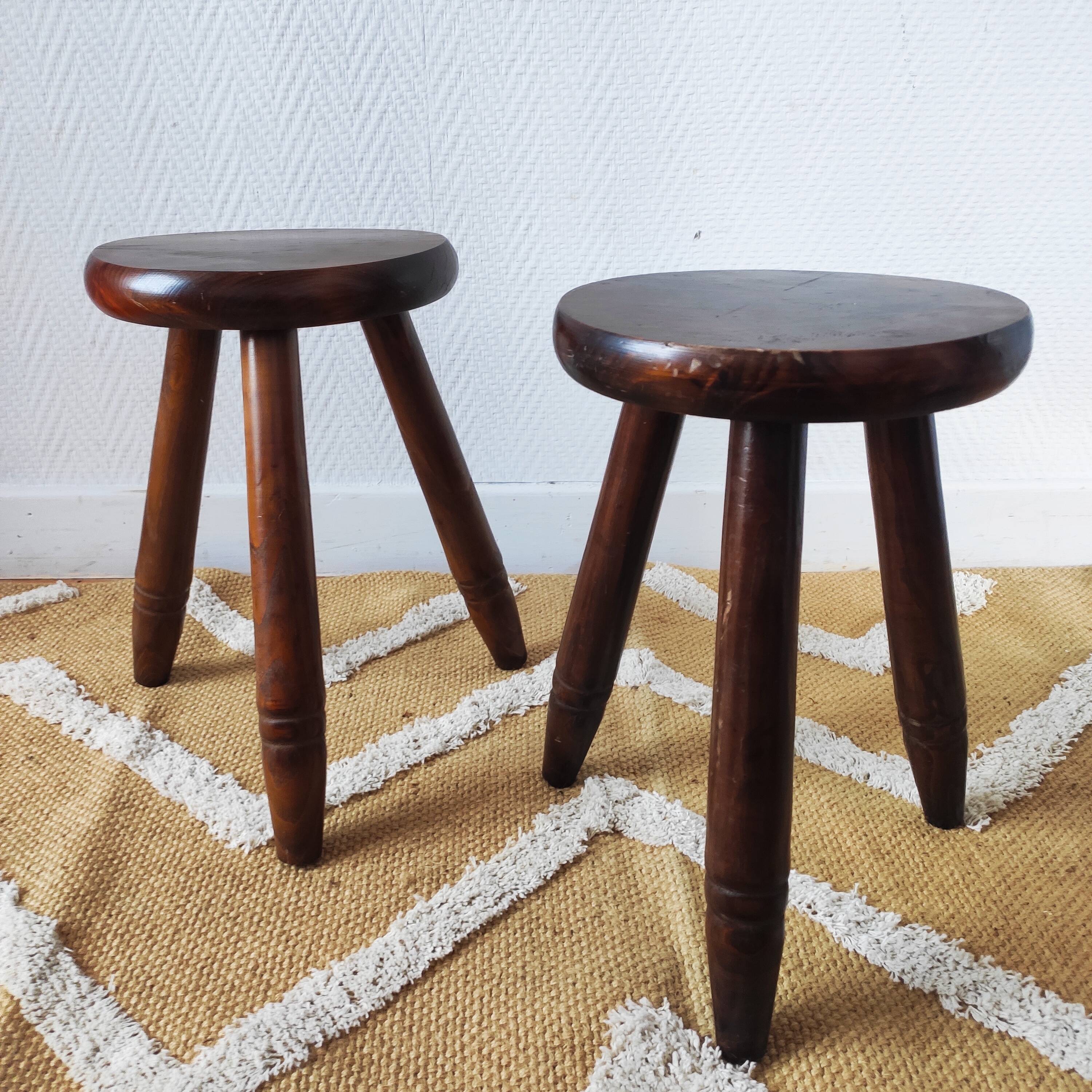 Vintage tripod stool pair