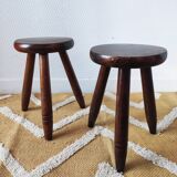 Vintage tripod stool pair
