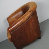 Fauteuil club vintage en cuir couleur cognac, pays-bas