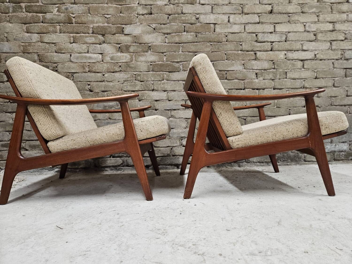 Pair of Scandinavian Danish teak armchairs 1960