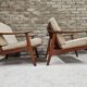 Pair of Scandinavian Danish teak armchairs 1960
