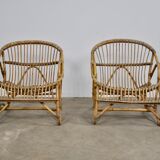 1960s pair of rattan armchairs