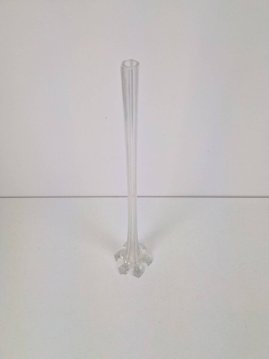 Art Nouveau French Gladioli Fluted Glass Vase, 1920s