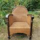 Paire de fauteuils en bois et rotin 1980