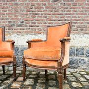 Pair Of Bergères Trapeze Backrest In Walnut Louis XVI XVIII Eme Century