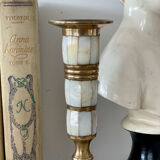 Bougeoirs en laiton et nacre