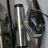 Pair of smoked glass and vintage chrome wall lamps