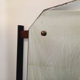 Meuble d’entrée vestiaire italien vintage avec miroir, tablettes en teck