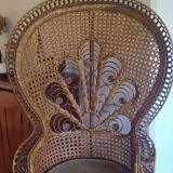 Emmanuelle rattan armchair, Peacock model, 1970