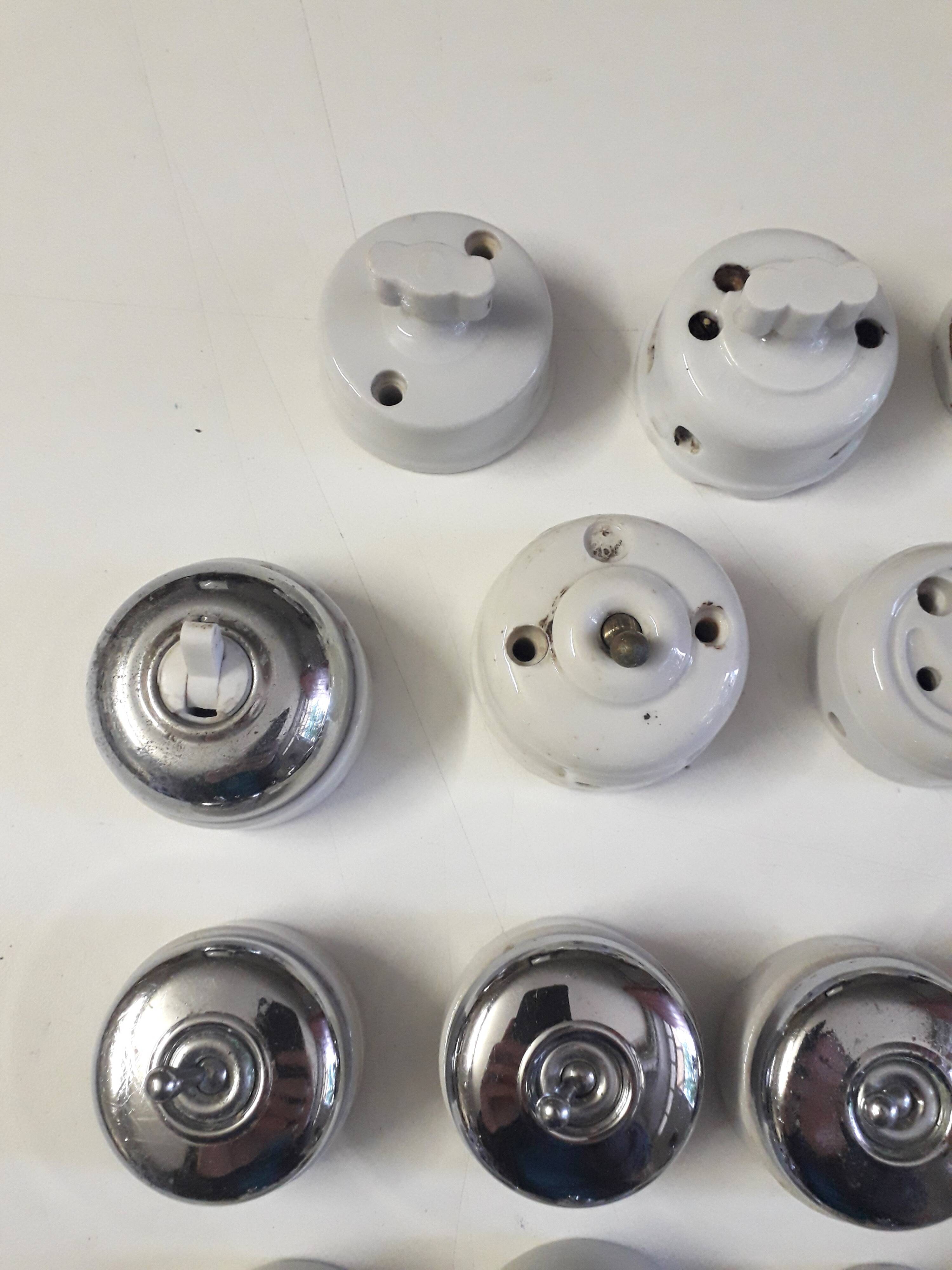 Lot of old porcelain switches and sockets