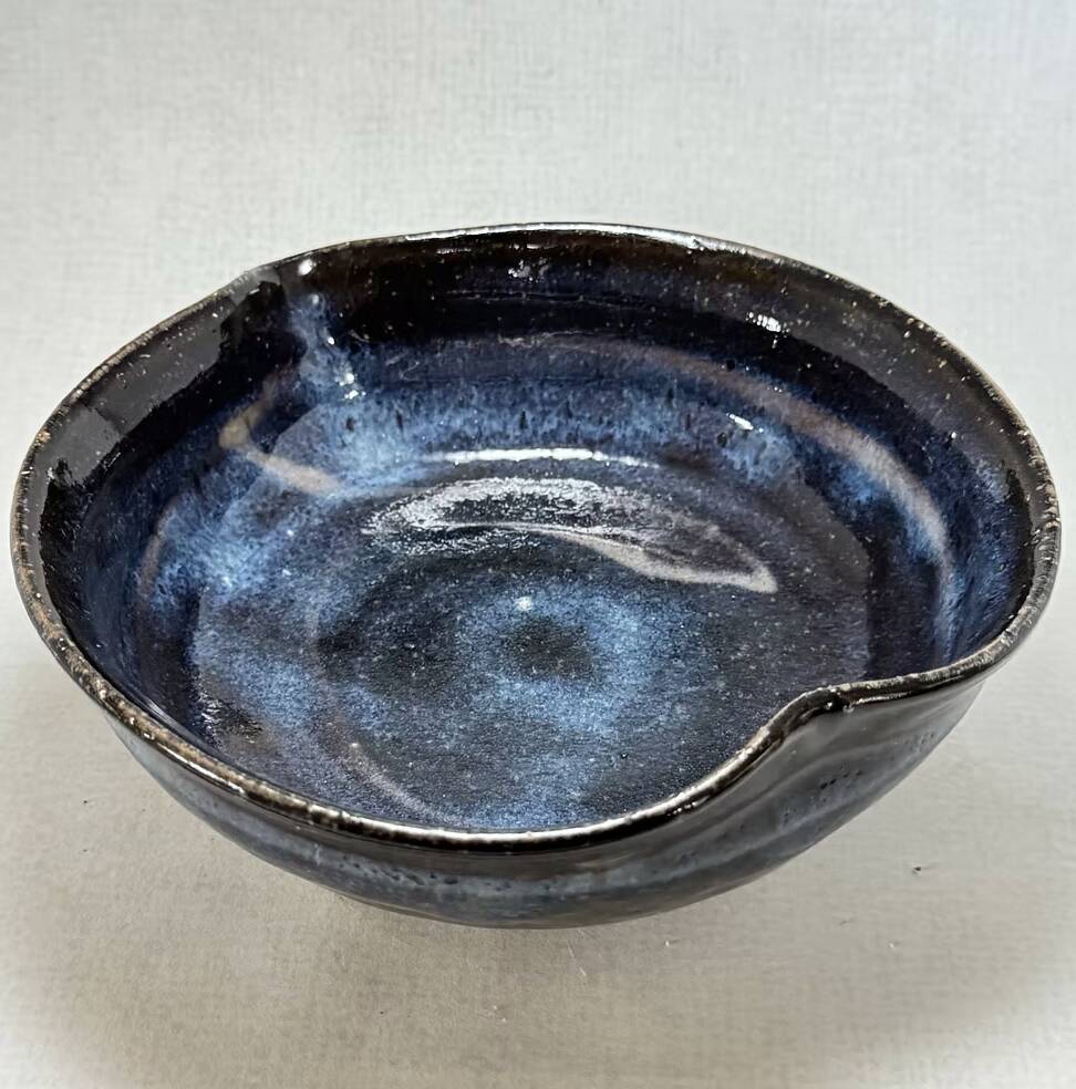 Ao-Hagi Blue Serving Bowl by Seigan Yamane, Contemporary Hagi Ware, Japan
