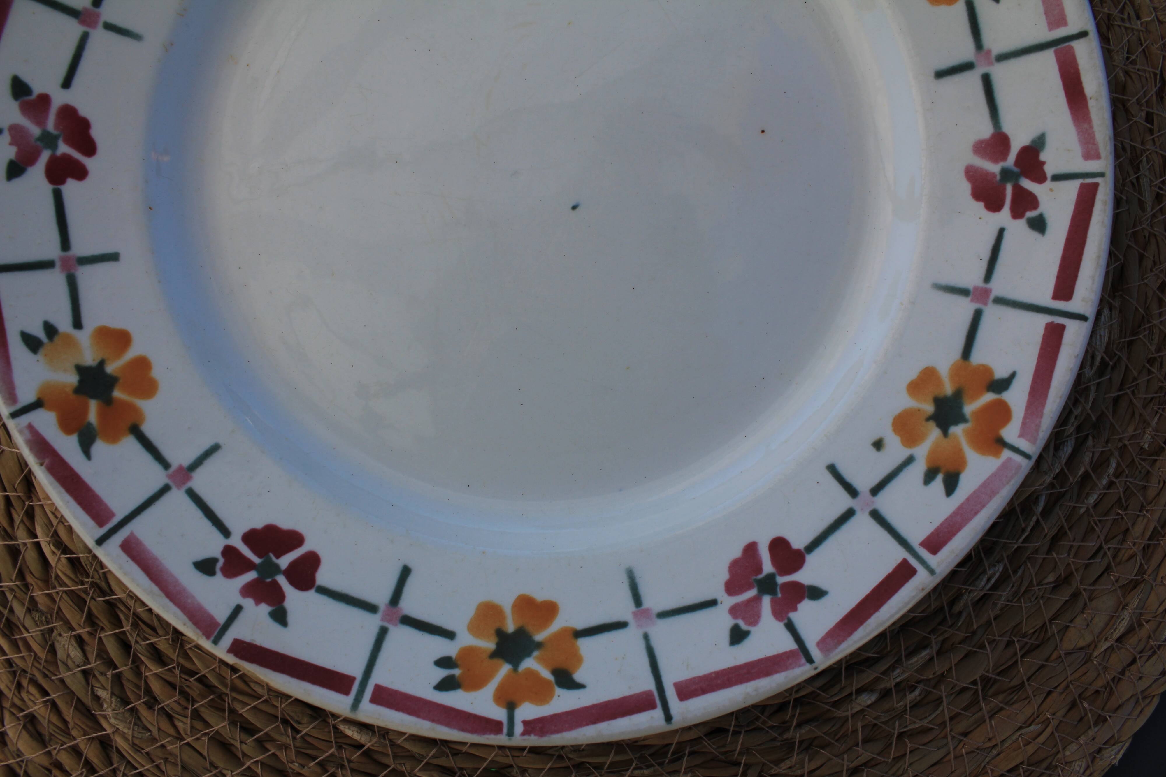 Set of 3 flat plates Céranord St Amand