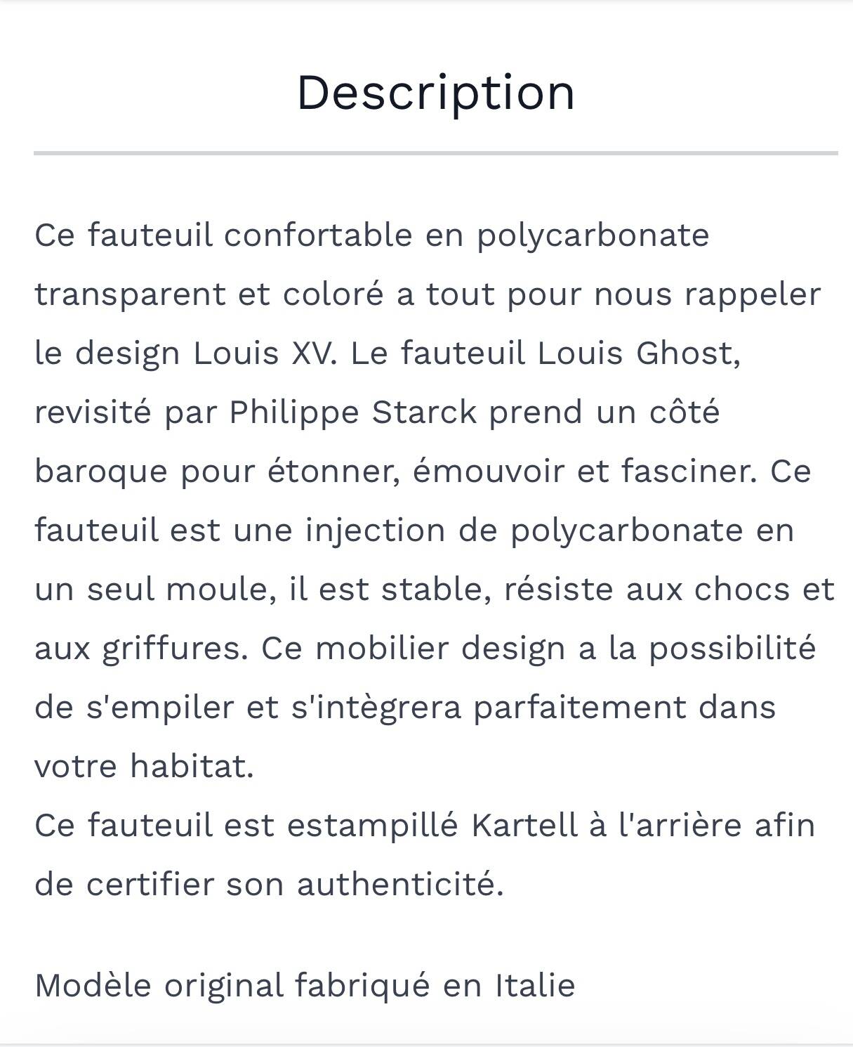 4 Kartell Louis Ghost chairs