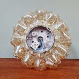 Brass and amber textured glass ceiling light, design by Helena Tynell, Limburg.