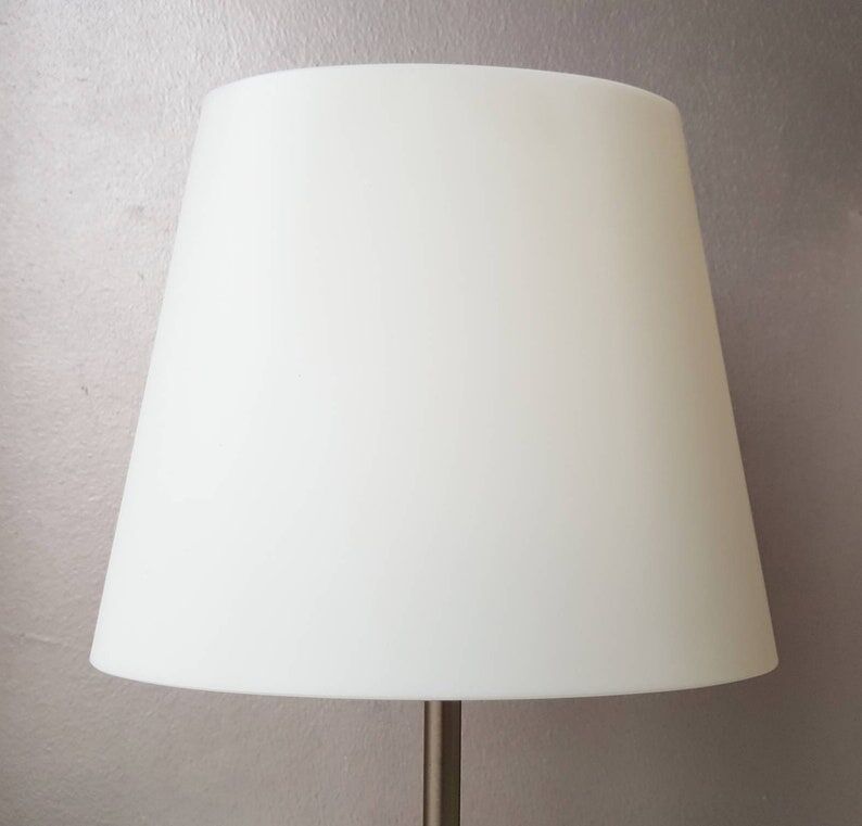 Wooden and metal lamp with plastic lampshade from the 1980s