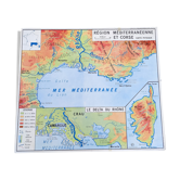 Affiche carte scolaire Région méditerranéenne et Corse Massif central