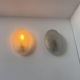 Pair of vintage sandblasted glass wall lights, France 1970s