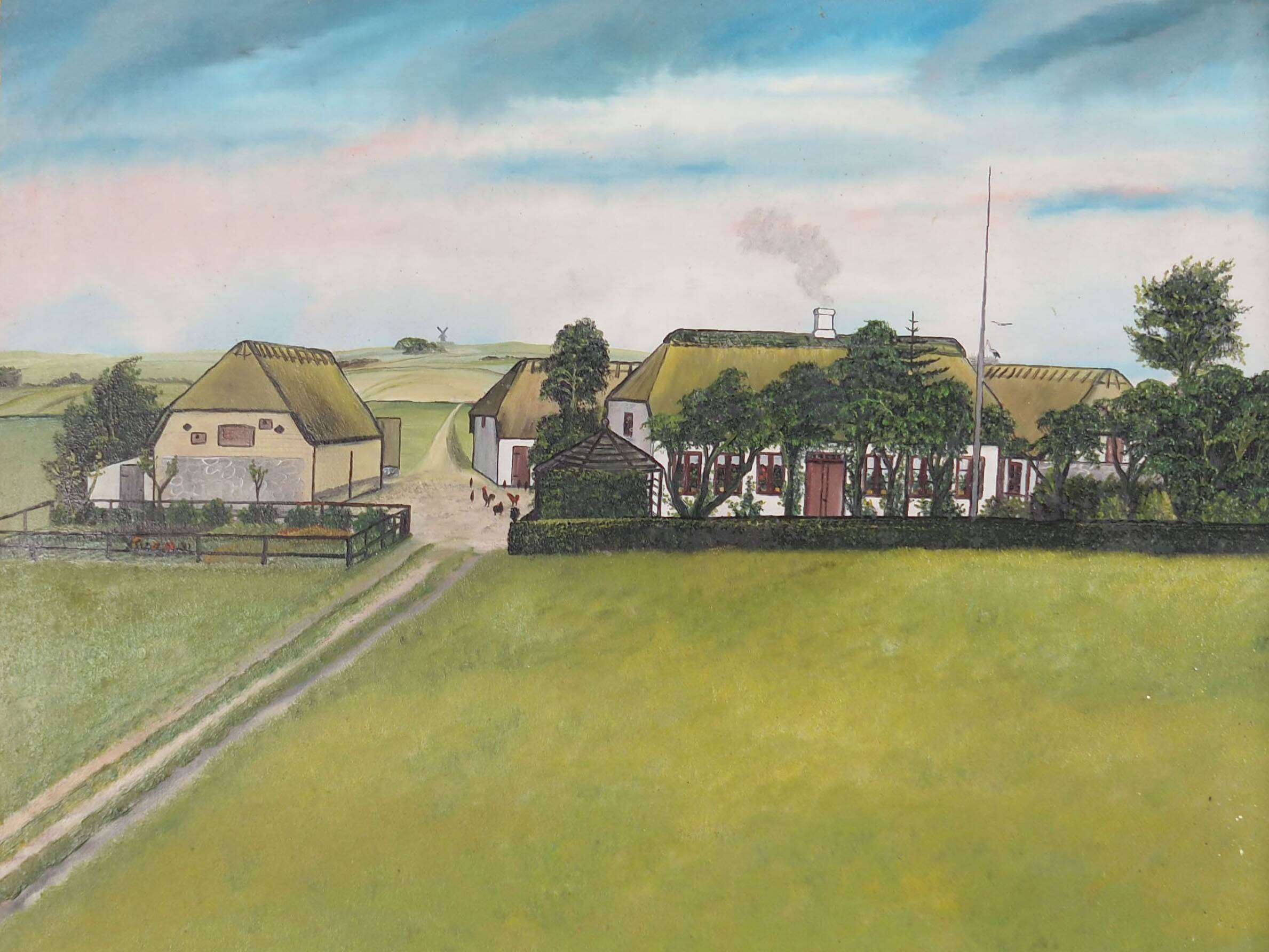 Painting "The Farm”, Scandinavian design, 1970s