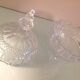 Globe candy box on tripod legs in chiseled glass / vintage 60s-70s