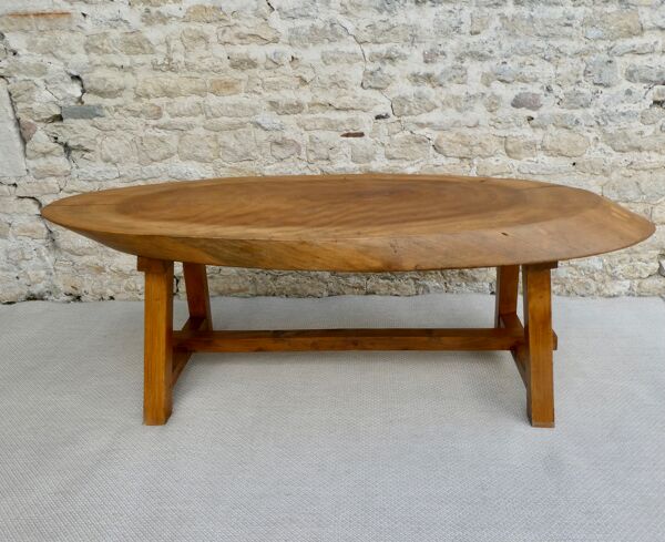 Table basse en bois massif, tronc d'arbre