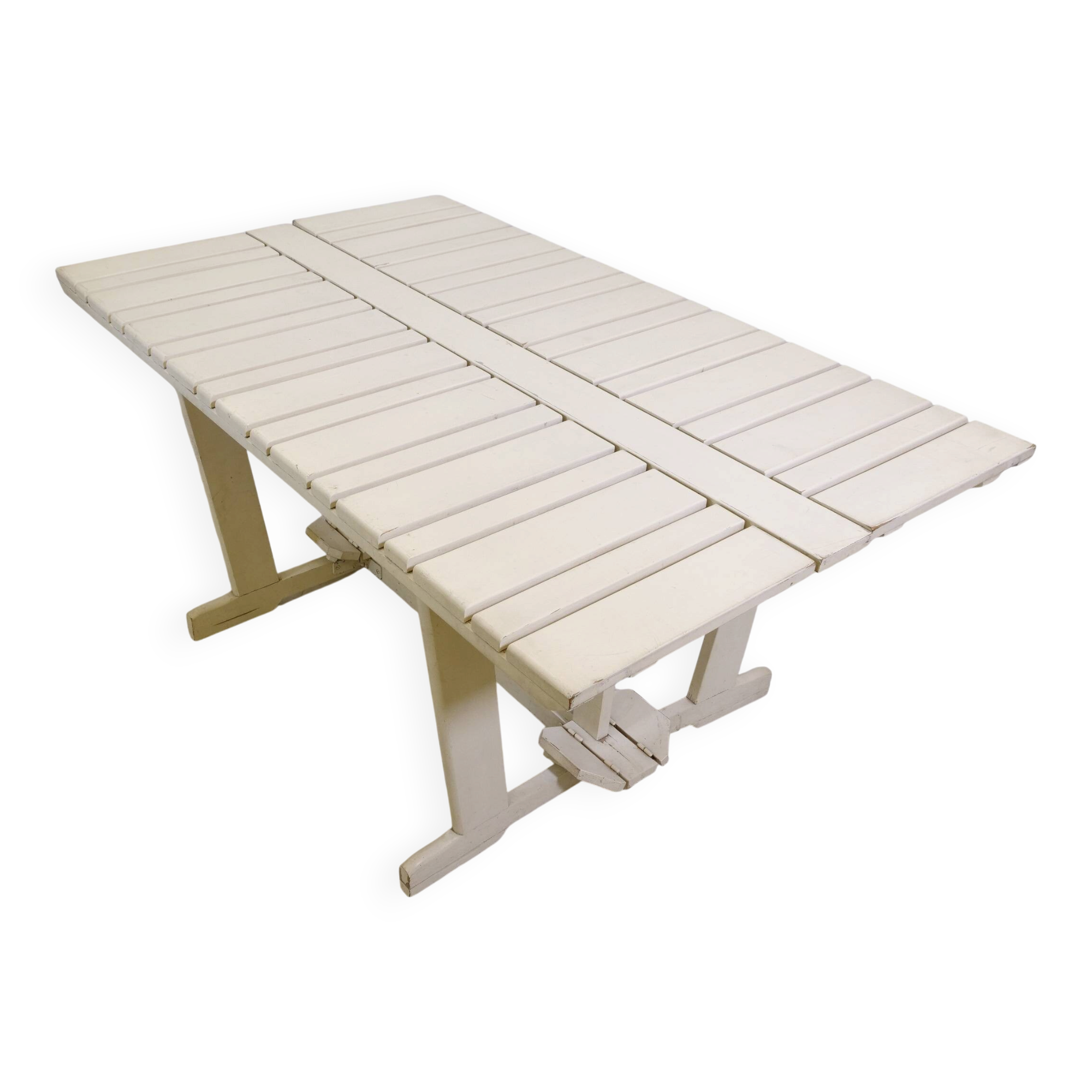 Mid-Century folding garden table wood by Triconfort Riviera model, 1970s