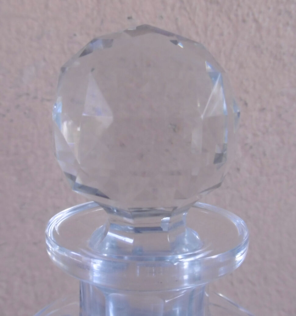 Old crystal bottle decor size with faceted cabochon early xxth