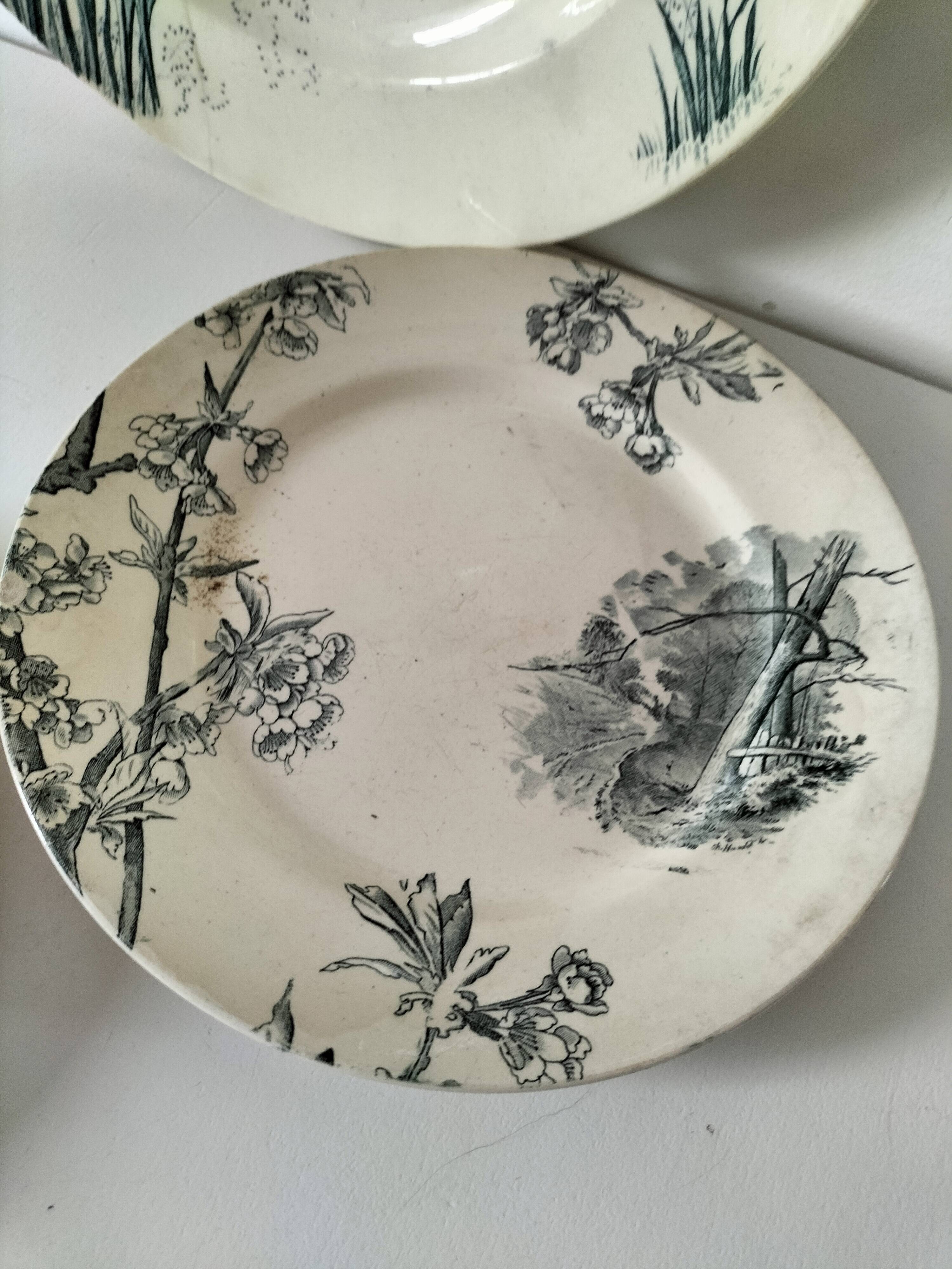 Set of 4 ancient iron lands – naturalistic decorations – around 1890-1910
