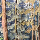 Huile sur panneau forêt vintage