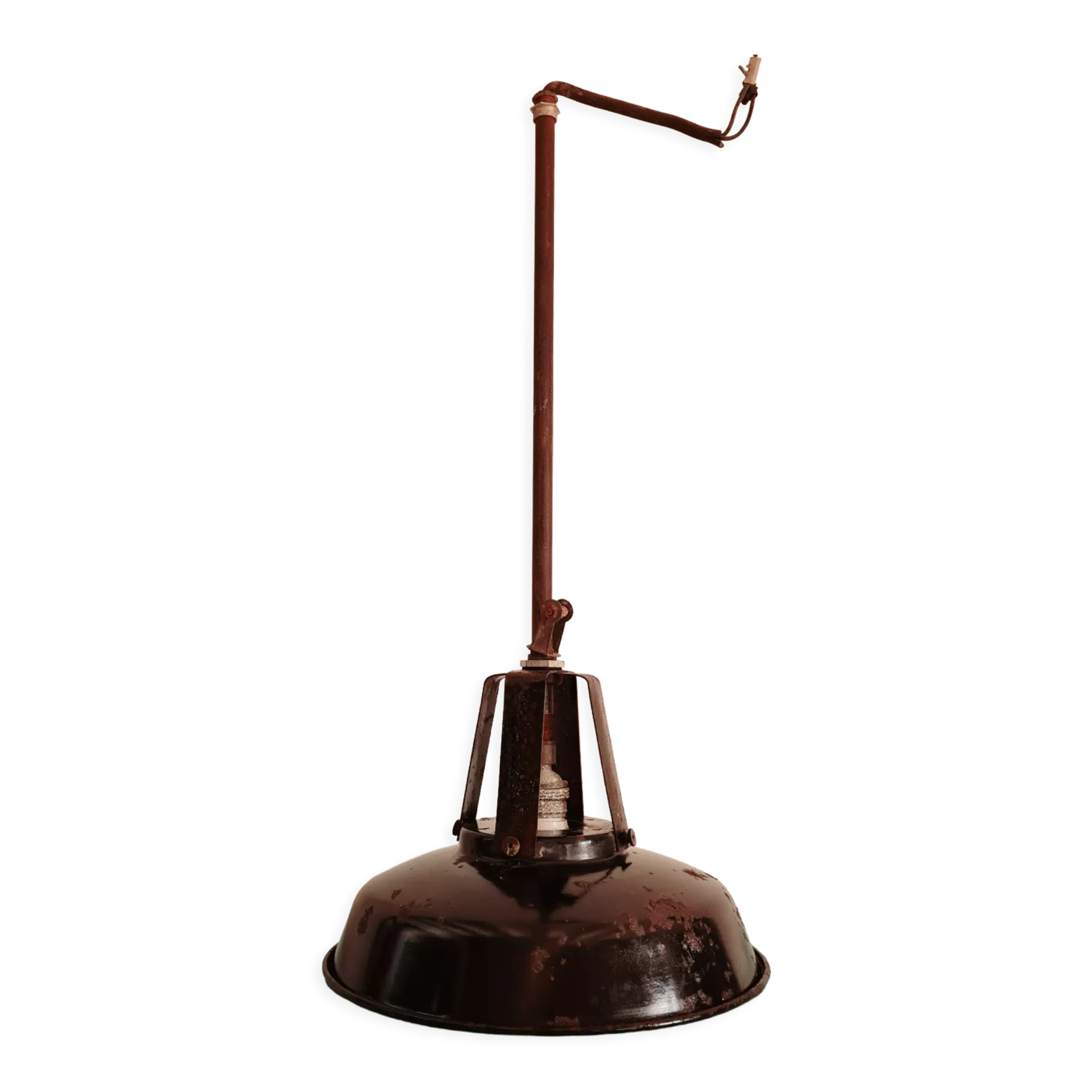 Antique workshop suspension in black metal