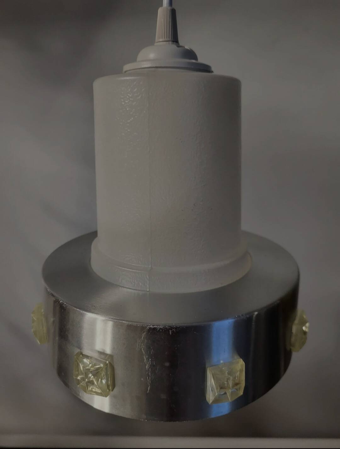 Space age hanglamp, chromé en mat glas, jaren 1960-1970