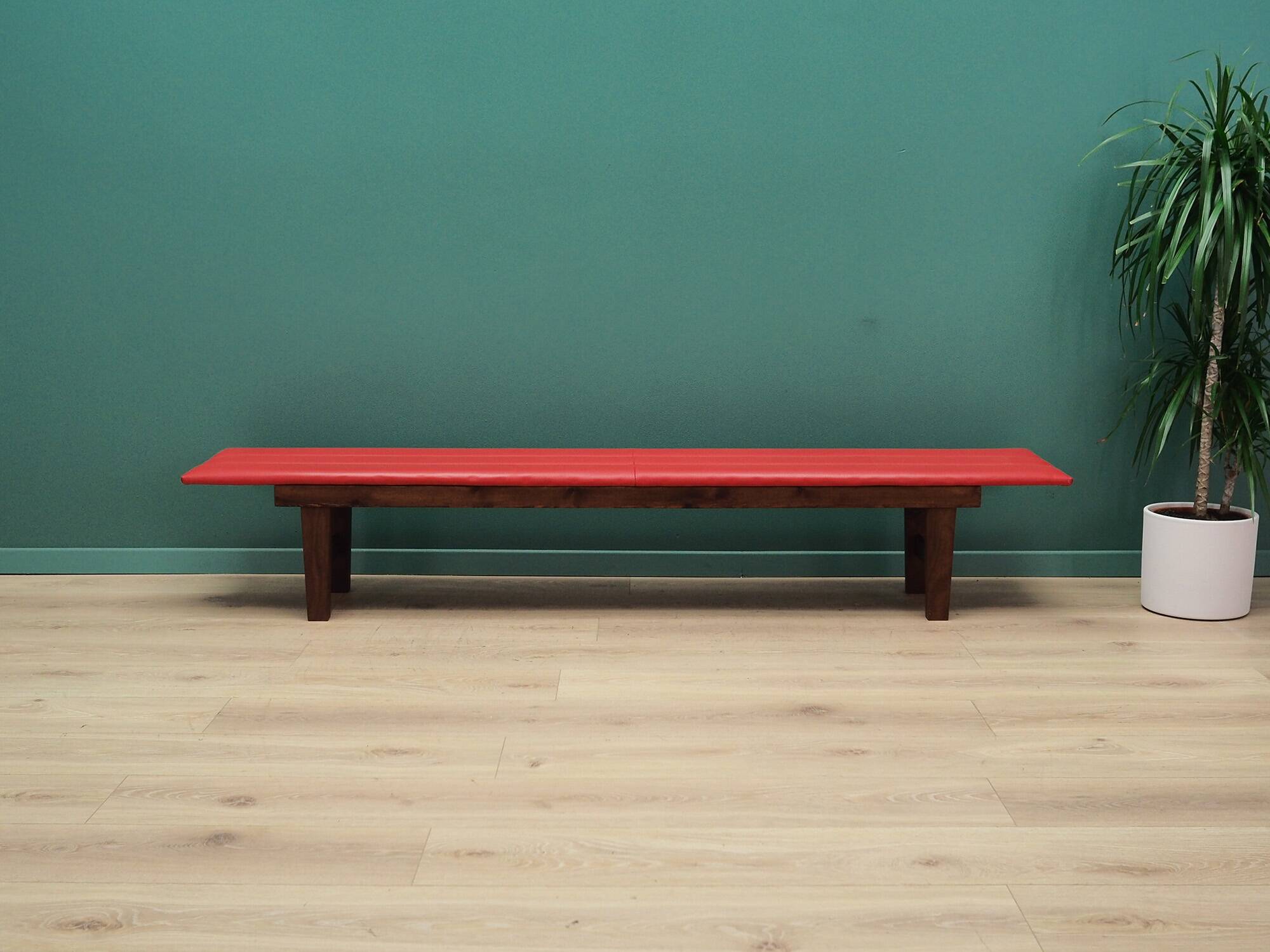Red eco leather bench, Danish design, 1990s, production: Denmark