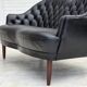 1960s, Scandinavian sofa in black furniture leather.
