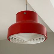 Red bumling pendant light - 70s suede