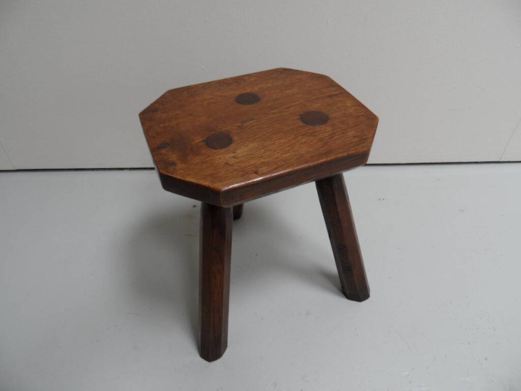 Antique oak milk stool