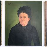 Triptych oil portraits
