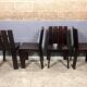 Chaises de salle à manger brutalistes et modernistes des années 70 en bois marron architectural