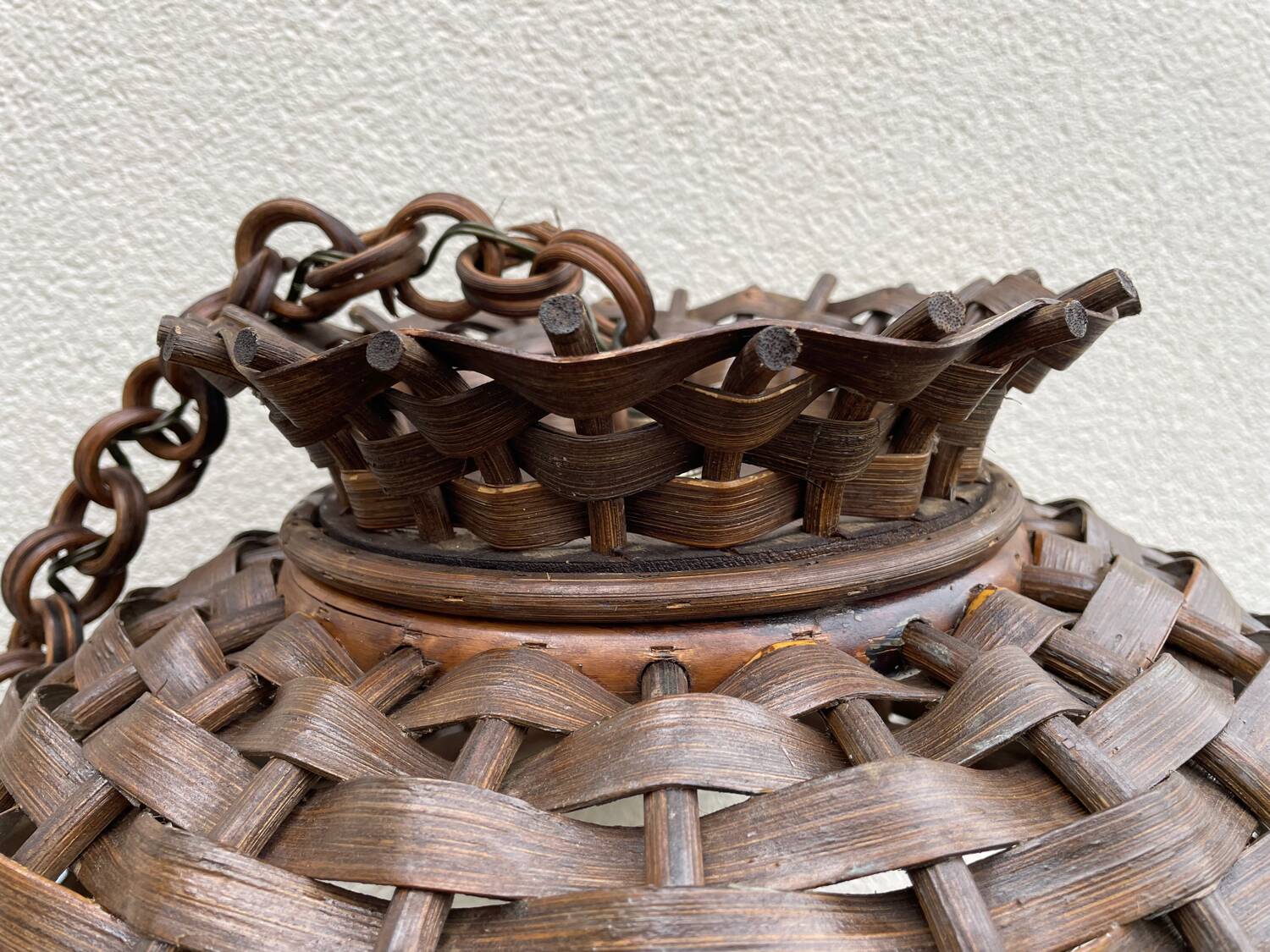 Pair of rattan ceiling lights