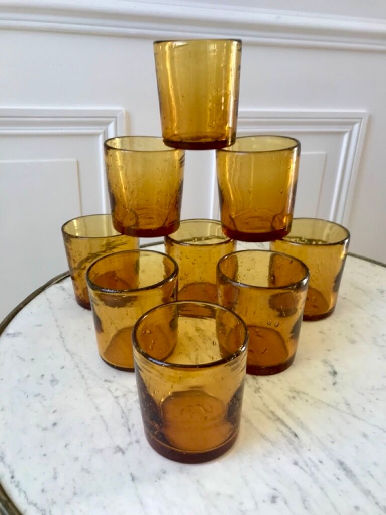 set of 9 bubbled glass water glasses from Biot 70s