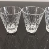 Set of 4 digestive glasses in vintage shell chiseled crystal