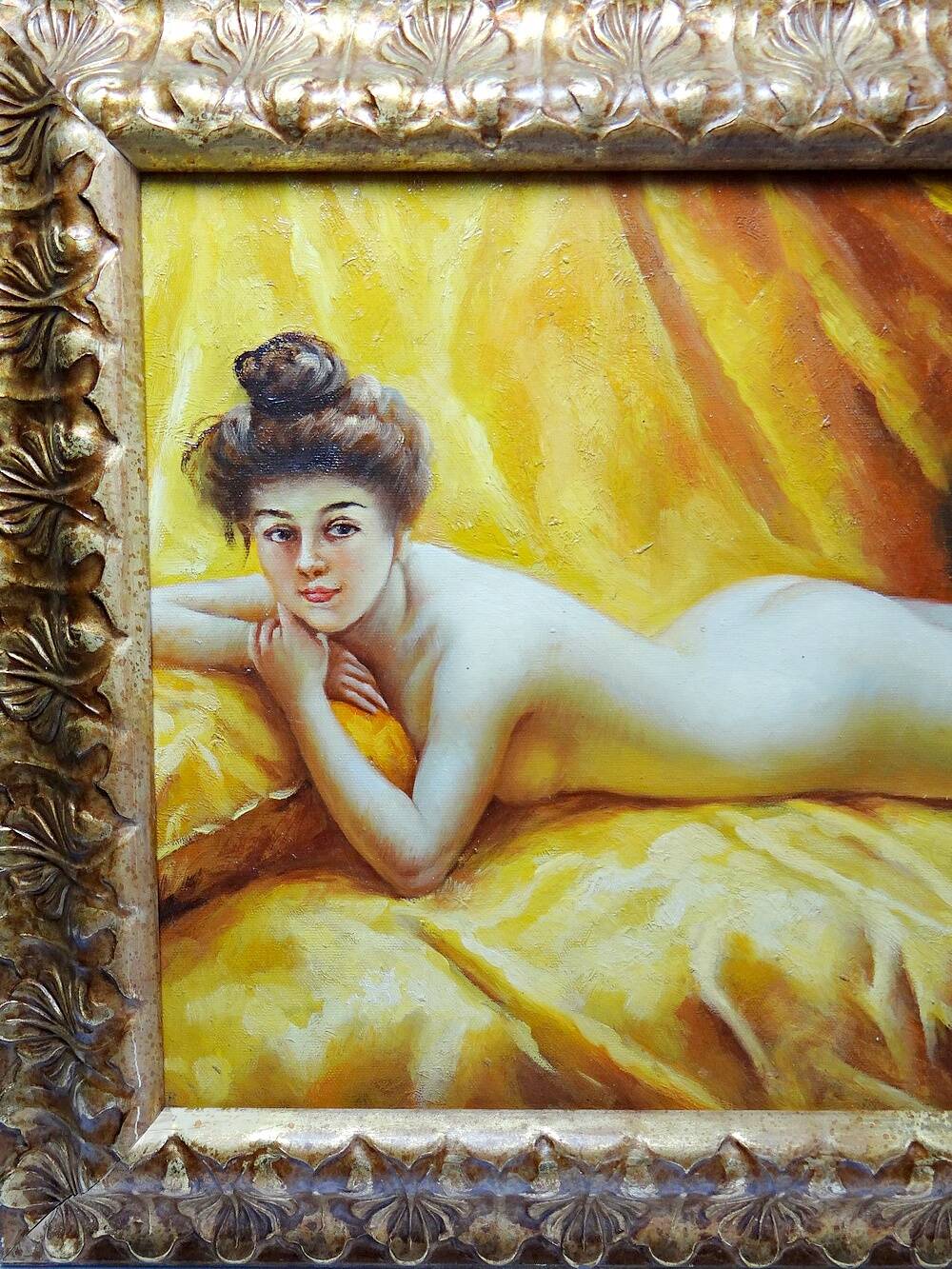 Tableau "Nu au coussin" "La paresseuse" d'après Daniel Hernández Morillo