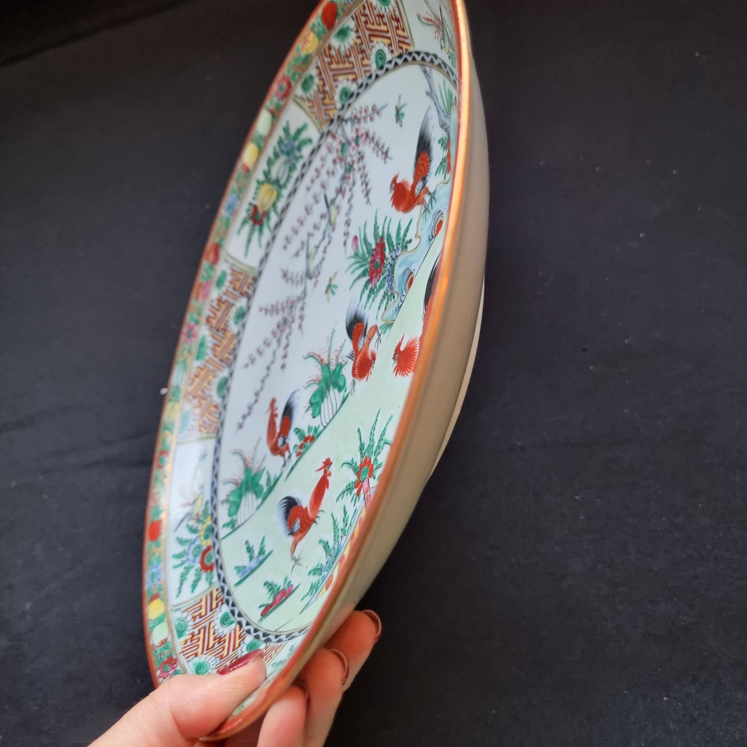 Large soup plate in Macao porcelain (1971), authentic wine piece