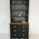 Antique black painted pine bookcase