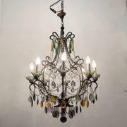 Grand lustre en cristal multicolore des années 1950