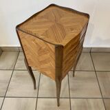Louis XV style bedside table, restored, rosewood marquetry